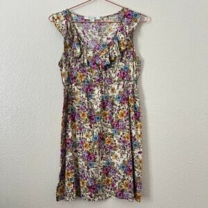 Forever 21 purple blue yellow floral ruffle dress sleeveless